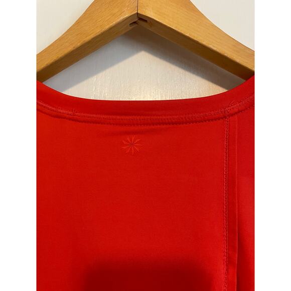 Athleta Sunlover UPF Tulip Back Top long sleeve orange logo solid stretchy Small - Picture 4 of 9